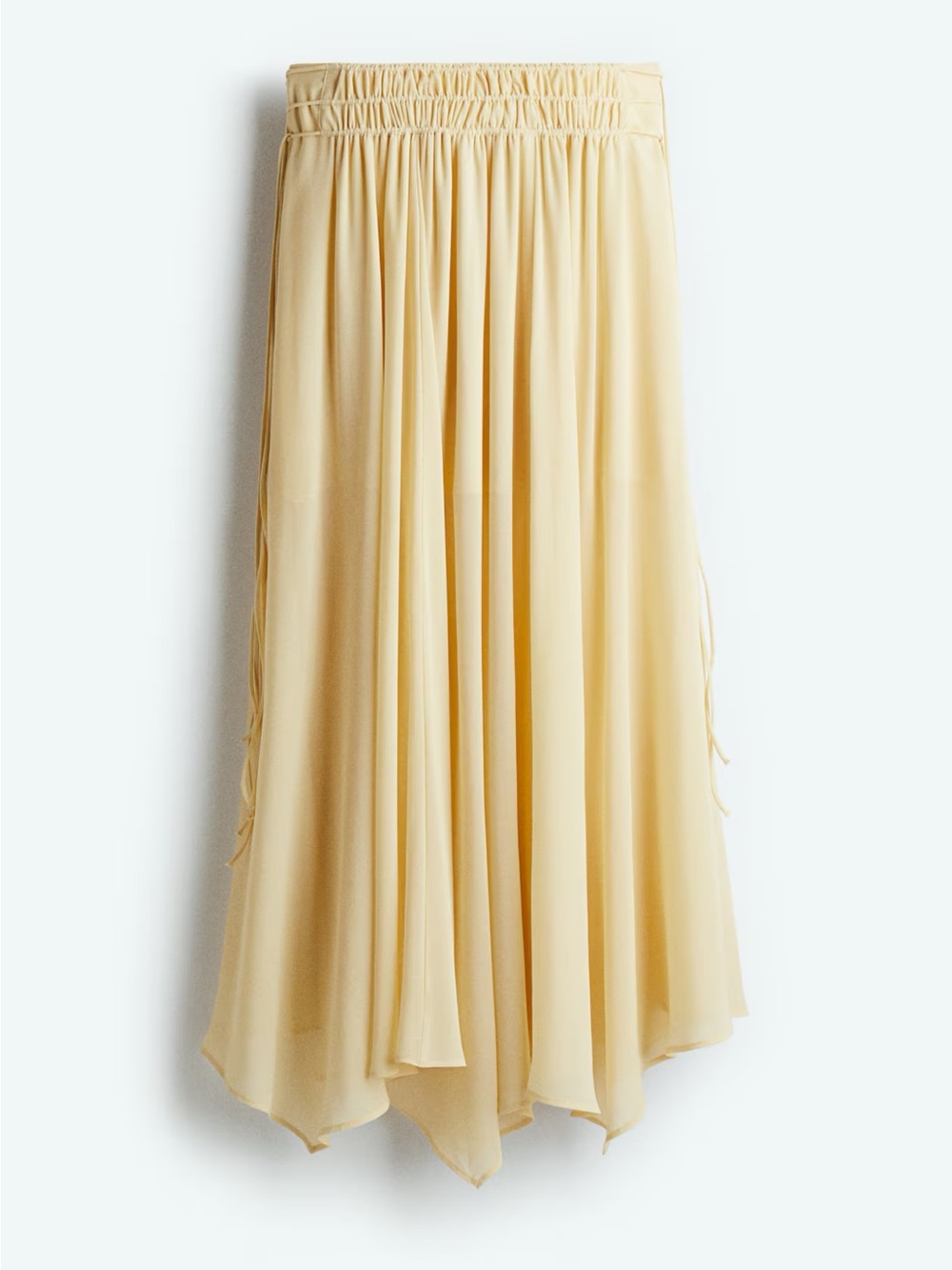 H&M yellow butter Chiffon Flowy A-line Waist Midi Skirt